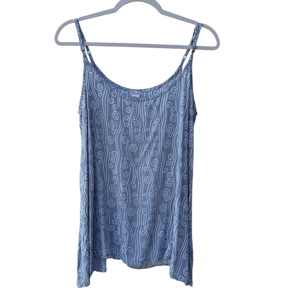 Just Jill Grey/wht Spaghetti Adj Strap Tank Top Women Size L